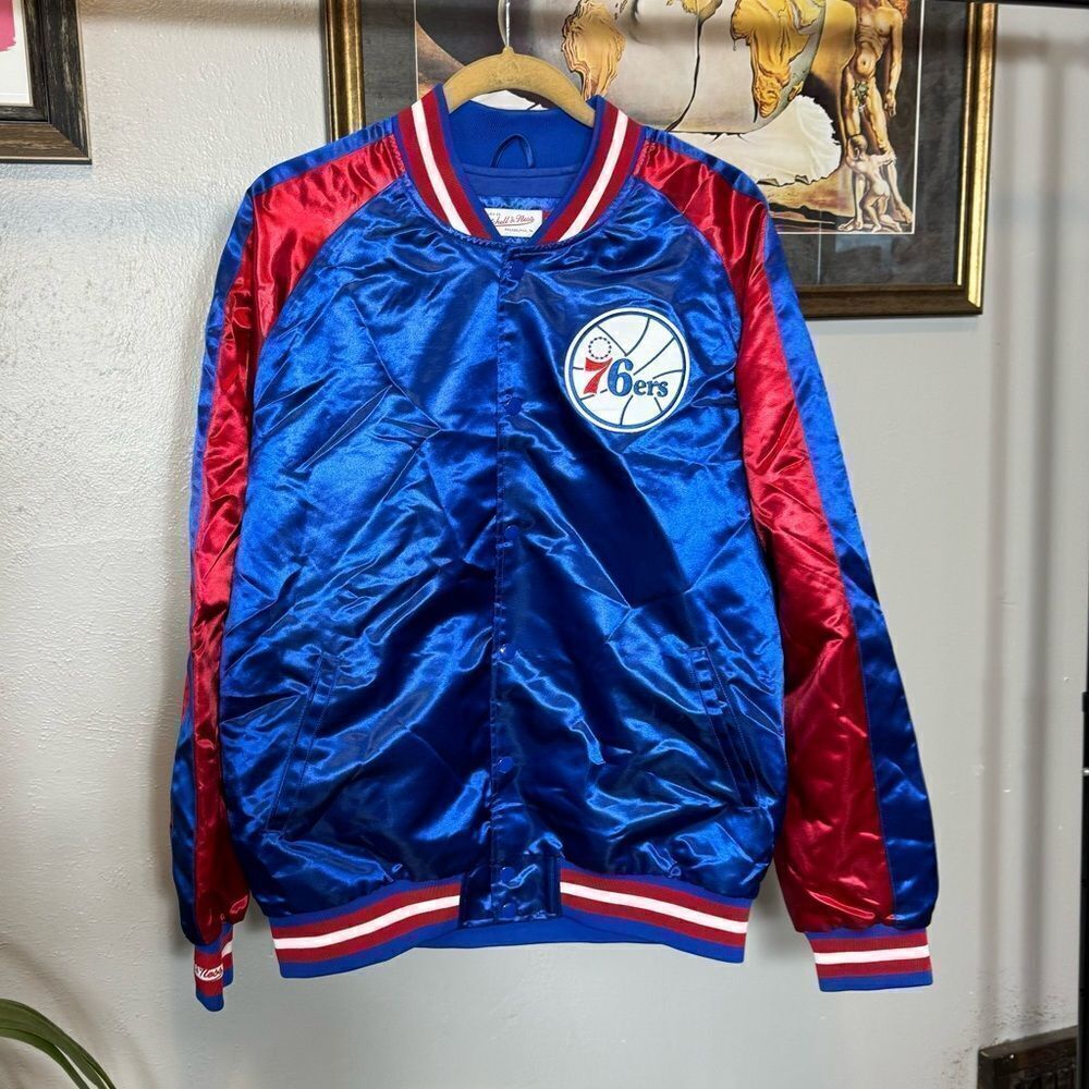 Mitchell & Ness NBA Philadelphia 76ers Retro Satin Bomber Jacket